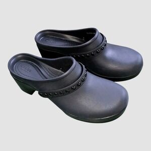 Rare Crocs Sarah Heel Mule Dual Comfort Black Clogs Studded Strap Womens Size‎ 7